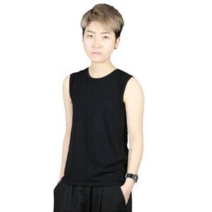 Tortgoler Women's Black Poly/Spandex Sleeveless Crewneck T-Shirt w Built in Bra